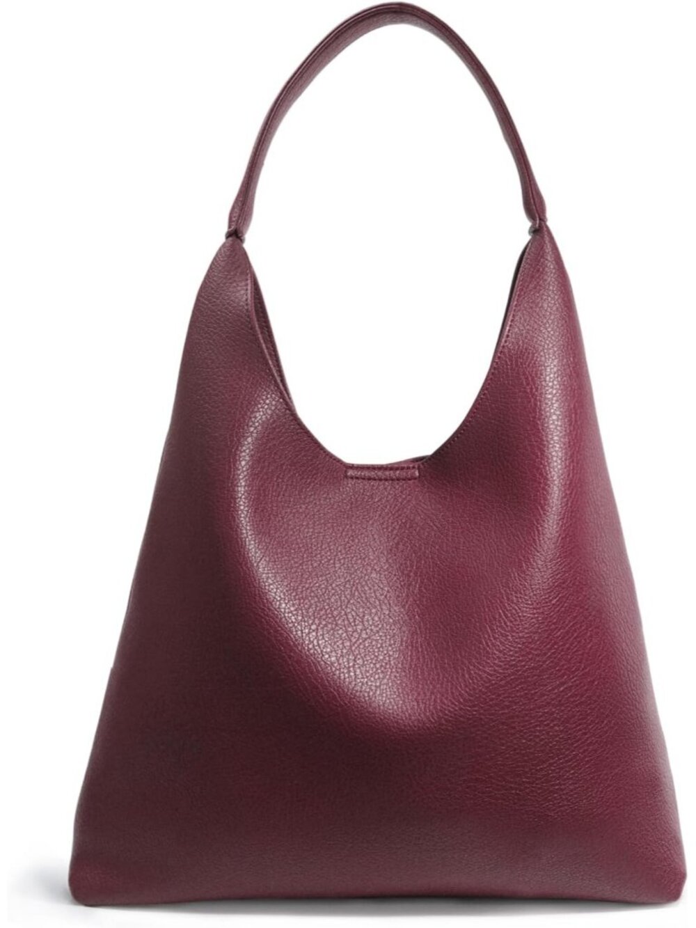 Women's Dark Red Soft Vegan Leather Hobo Shoulder Bag Slouchy Tote Purse